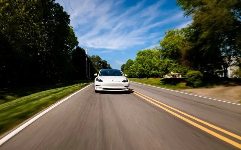 tesla on road