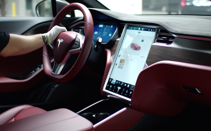 cleaning tesla car touch screen